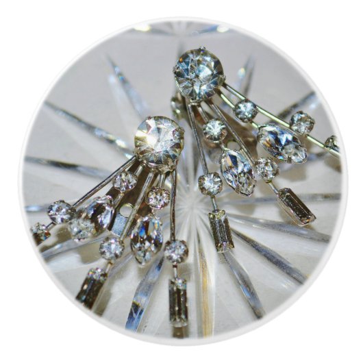  Art Deco Rhinestones Keramische Knop (Voorkant)