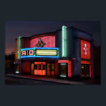 Art Deco Rio Theater, Overland Park, Kansas Poster<br><div class="desc">De roze neonverlichting van het Rio Theater wordt filmgoers die van actuele films willen genieten in een splendor die de blik van de Palm Beach uit de jaren veertig herinnert. Het theater in het centrum van Overland Park, Kansas, werd in 2000 hersteld en opnieuw geopend voor show films. Het is...</div>