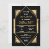 Art Deco Roaring 1920 Gold Black kerstparty Kaart (Voorkant)