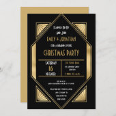 Art Deco Roaring 1920 Gold Black kerstparty Kaart (Voorkant / Achterkant)
