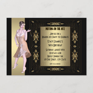 Art Deco Roaring 20 Birthday Party Kaart