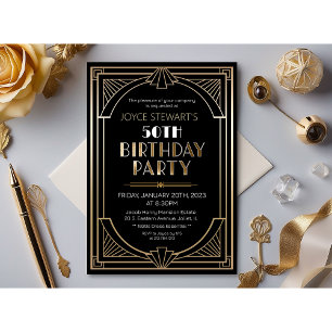 Art Deco Roaring 20s Birthday Uitnodiging
