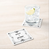 Art Deco Roaring 20s bruid bruidegom datum bruilof Kartonnen Onderzetters (Insitu)