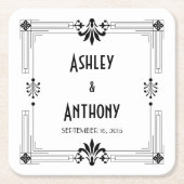 Art Deco Roaring 20s bruid bruidegom datum bruilof Kartonnen Onderzetters (Voorkant)