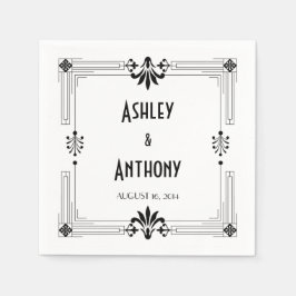 Art Deco Roaring 20s bruid bruidegom datum bruilof Servetten