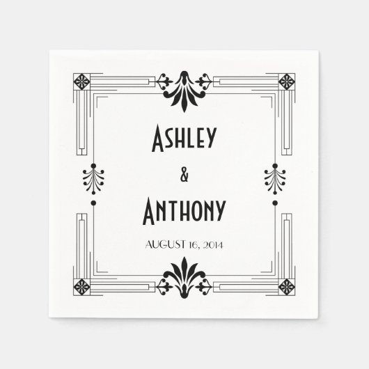 Art Deco Roaring 20s bruid bruidegom datum bruilof Servetten (Voorkant)