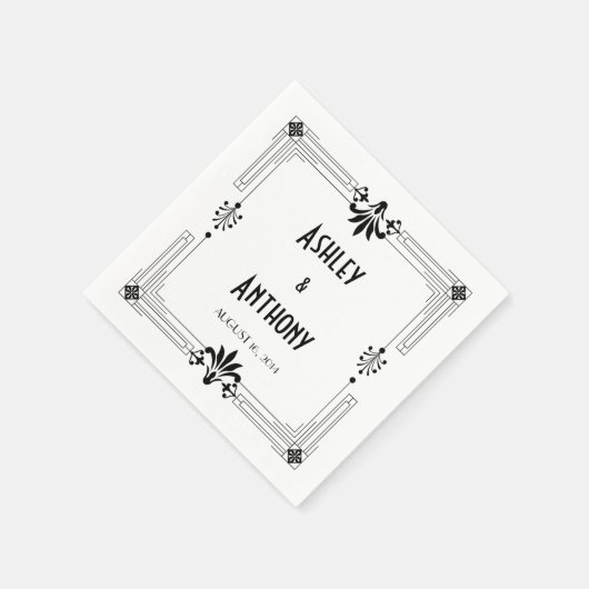 Art Deco Roaring 20s bruid bruidegom datum bruilof Servetten (Hoek)