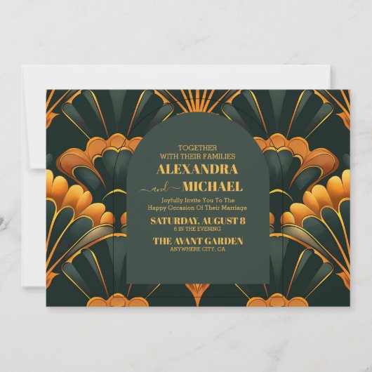 Art Deco Roaring 20s bruiloft Kaart (Voorkant)