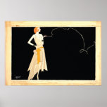 Art Deco ~ Roaring 20s Flapper Girl Poster<br><div class="desc">Waar rook is, is vuur! Een fashioneel gekleed en verfijnd roodkopmeisje uit de Golden Age van Jazz van 1920 staat met één hand op haar heup en een sigaret aan de andere kant, terwijl een stroom rook een draaiende, versierende lijn vormt. Mooie stukje memorabilia voor de minnaar van de mode...</div>