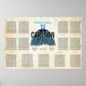 Art Deco Roaring 20s Gatsby Peacock Seating Chart Poster (Voorkant)