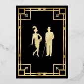 Art Deco Roaring 20s Murder Mystery Party Echt Folie Uitnodiging (Achterkant)