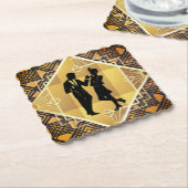 Art Deco Roaring 20's Paar Oudejaarsavond Feest Kartonnen Onderzetters (Gebogen)