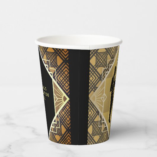 Art Deco Roaring 20's Paar Oudejaarsavond Feest Papieren Bekers (Rechts)