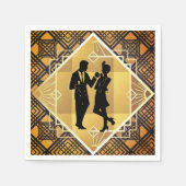 Art Deco Roaring 20's Paar Oudejaarsavond Feest Servet (Voorkant)