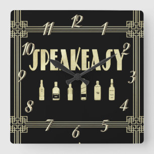 Art deco roaring 20's speakeasy prohibition  vierkante klok