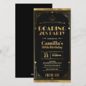 Art Deco Roaring 20s Ticket Uitnodiging (Voorkant / Achterkant)