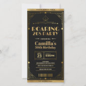 Art Deco Roaring 20s Ticket Uitnodiging (Voorkant)