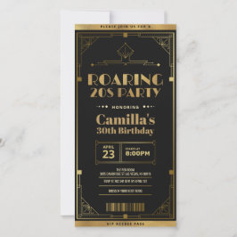 Art Deco Roaring 20s Ticket Uitnodiging
