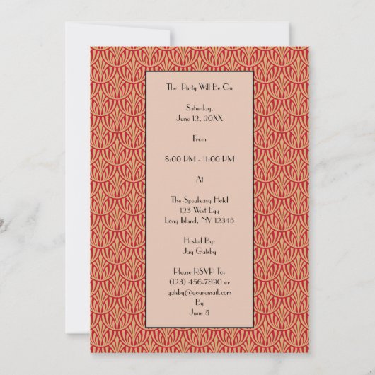 Art Deco Roaring 20's Uitnodiging (Achterkant)