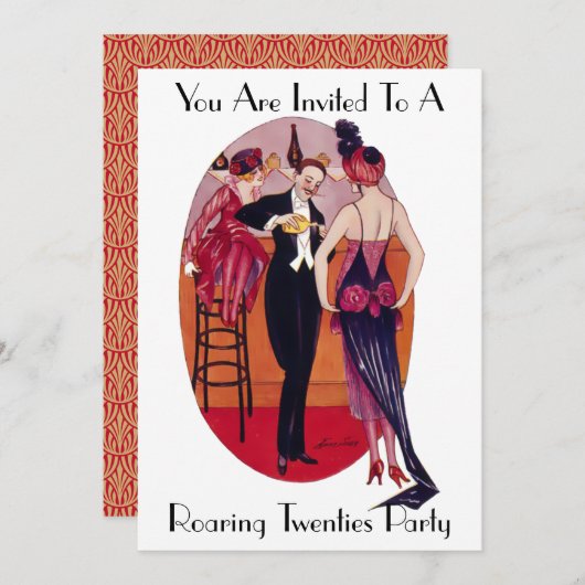 Art Deco Roaring 20's Uitnodiging (Voorkant / Achterkant)