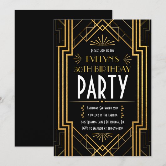  Art Deco Roaring 20s Verjaardag Kaart (Voorkant / Achterkant)