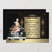 Art Deco Roaring 20's verjaardagsfeestje Kaart (Voorkant / Achterkant)