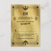 Art Deco Roaring 20s Zwart Goud Bruiloft RSVP Kaar (Voorkant)