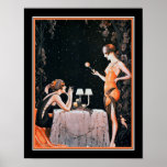 Art Deco Roaring Twenties Flappers Poster<br><div class="desc">Parisian,  Art Deco,  afdruk van twee opvallende twintigste flappers. Hier getoond 11x14. Verkrijgbaar in andere grootten.</div>