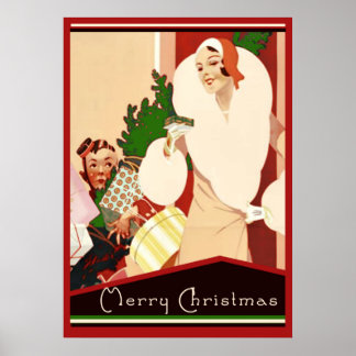 Art Deco Roaring Twenties Kerstfeestdag Poster