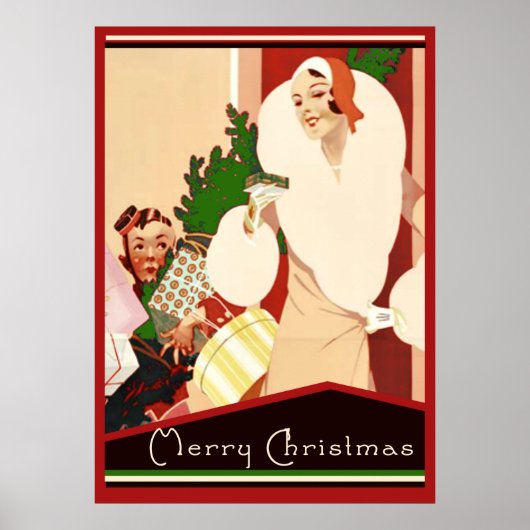 Art Deco Roaring Twenties Kerstfeestdag Poster (Voorkant)