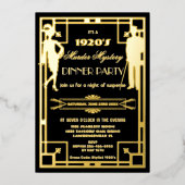 Art Deco Roaring Twenties Moordmysterie Feest Echt Folie Uitnodiging (Voorkant)