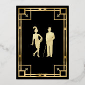 Art Deco Roaring Twenties Moordmysterie Feest Echt Folie Uitnodiging (Achterkant)