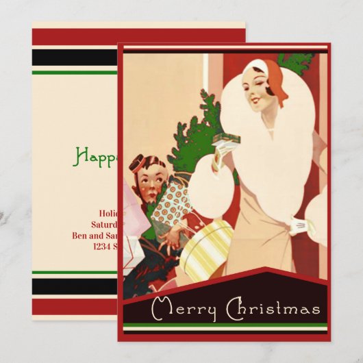 Art Deco Roaring Twenties Open House Holiday Kaart (Voorkant / Achterkant)