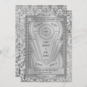 Art Deco Roaring Twenties Silver Engagement Party Kaart (Voorkant / Achterkant)