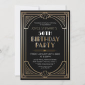 Art Deco Roaring Twenties verjaardagsuitnodiging Kaart (Voorkant)