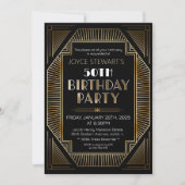 Art Deco Roaring Twenties verjaardagsuitnodiging Kaart (Voorkant)
