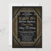 Art Deco Roaring Twenties verjaardagsuitnodiging Kaart (Voorkant)
