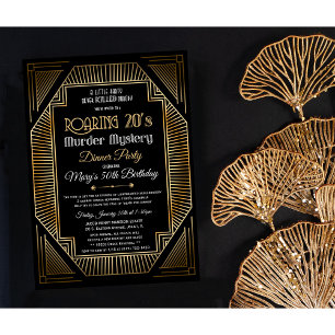 Art Deco Roaring Twenties verjaardagsuitnodiging Kaart
