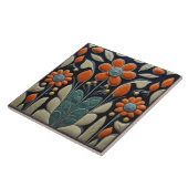 Art Deco rode bloemen Tegeltje (Zijkant)