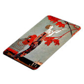 Art Deco Rode Bloemmagneet Magneet (Linkerzijde)