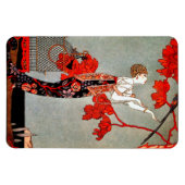 Art Deco Rode Bloemmagneet Magneet (Horizontaal)