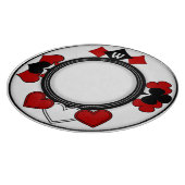 Art Deco Rode en Zwarte Kaart Kostuums Monogrammed Snijplank (Hoek)