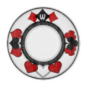 Art Deco Rode en Zwarte Kaart Kostuums Monogrammed Snijplank (Voorkant)