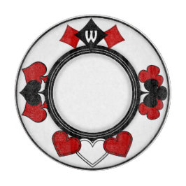 Art Deco Rode en Zwarte Kaart Kostuums Monogrammed Snijplank