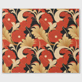 Art Deco rode klaprozen Cadeaupapier (Vlak)