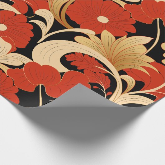 Art Deco rode klaprozen Cadeaupapier (Hoek)