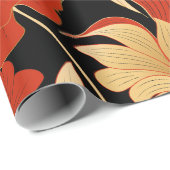 Art Deco rode klaprozen Cadeaupapier (Rol Hoek)