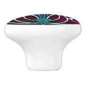 Art Deco Rode Paarse Gestileerde Lelie 2 Keramische Knop (Zijkant)