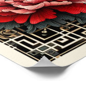 Art Deco Rode Pioenen Poster (Hoek)