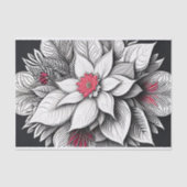 Art Deco Rode Poinsettia Kerstlijn Tekening Tissuepapier (Voorkant)